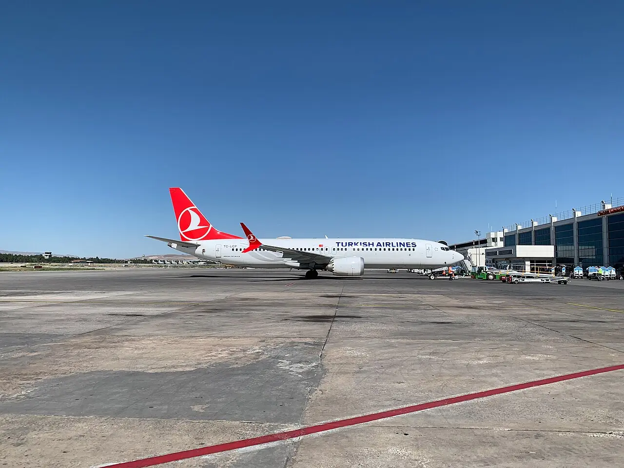 A Turkish Airlines aircraft at Kayseri Airport in Turkey